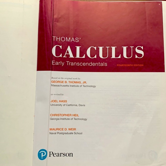 Thomas’ Calculus - Early Transcendentals, by Hass, Heil, Weir - 14th Edition - Picture 2 of 2